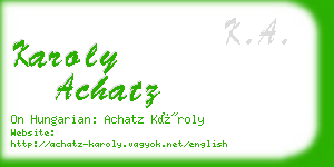 karoly achatz business card